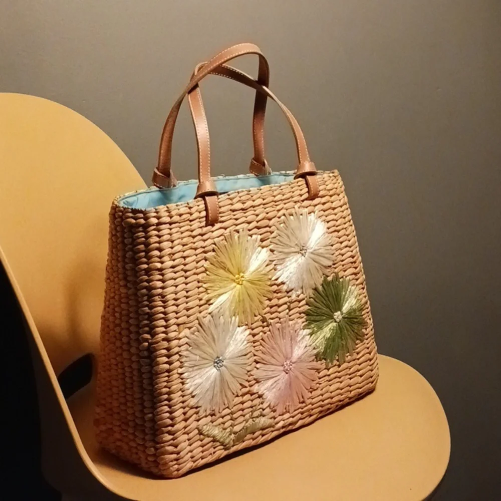 Kate Spade Vintage 90s Raffia Floral Straw Tote - Picture 2 of 13